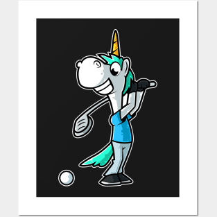 Unicorn Golf Player Golfer Golfing Funny Kids Boys print Posters and Art